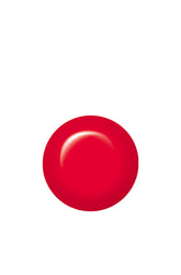 Swatch of IBD Burning Flame, a neon red cream with pink undertones for a bright and bold pop of rebellious color.